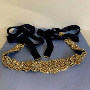 Rhinestone and pearl belt - Navy